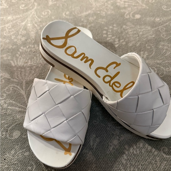 Sam Edelman White Woven Slide Sandals - Picture 1 of 3